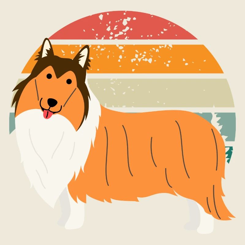 Border collie Retro sunset