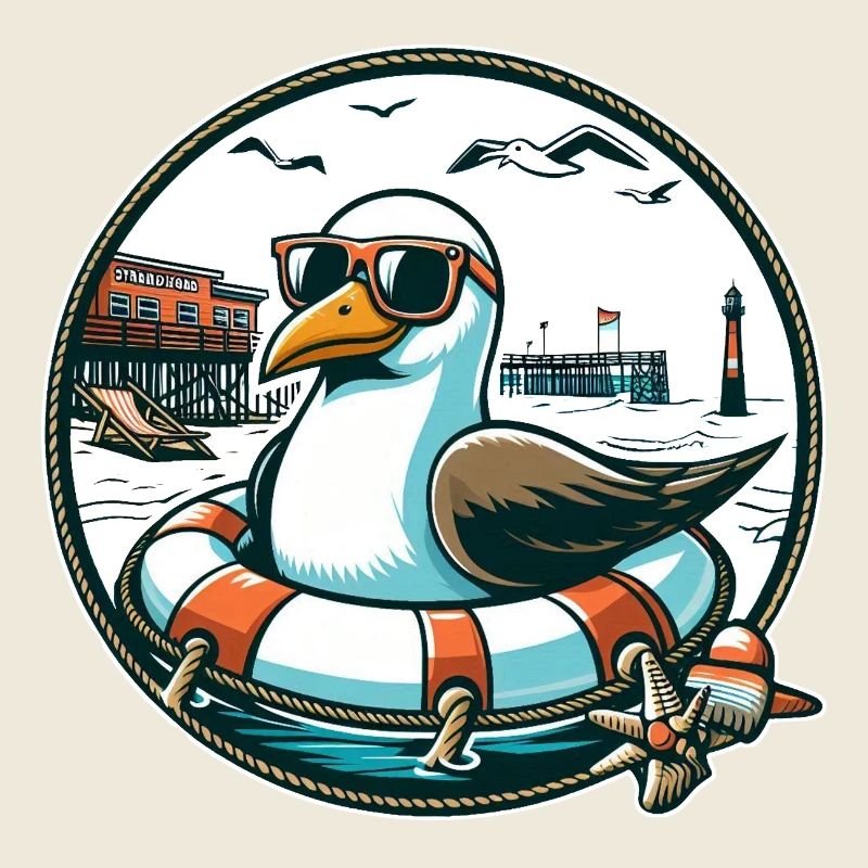 Mouette dans une bouée de sauvetage