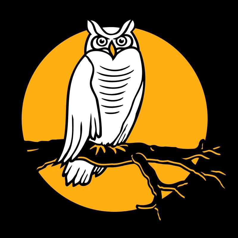 Owl Eagle Owl Branch Tree Forest Moon Night Full Moon Round