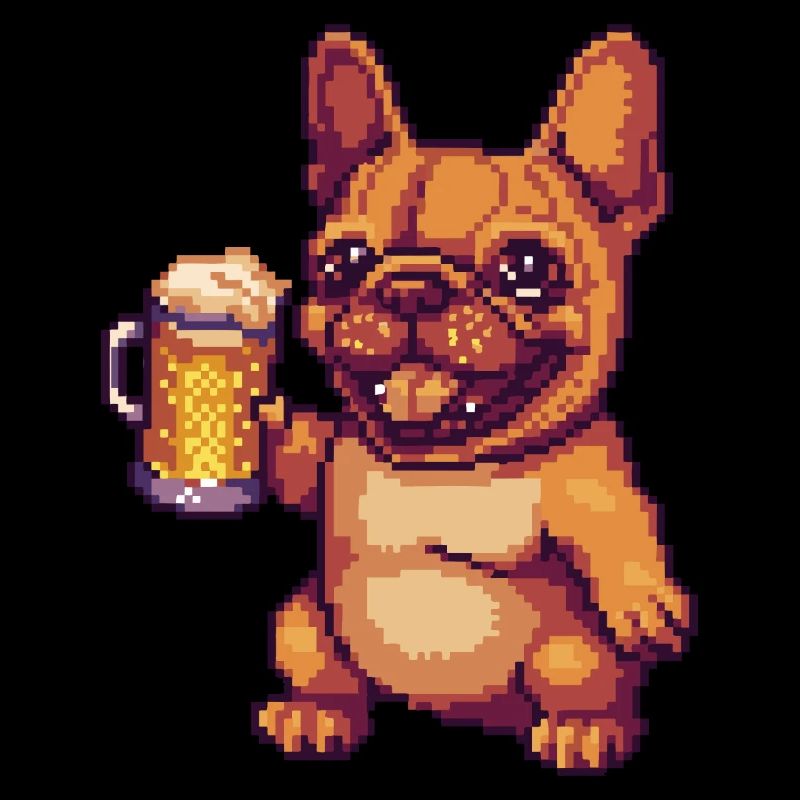 Français Buldog Chiens Bière Pixel