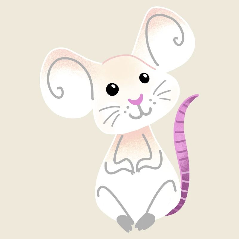 Hand drawn White Mouse sitting