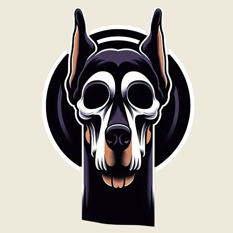 Neon Doberman Skull Edge