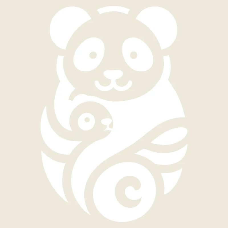 Panda Mutter Kind Silhouette Minimalistisch