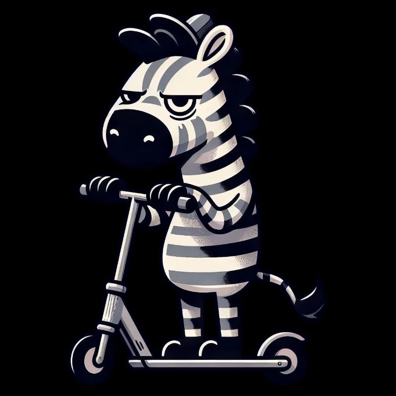Zebra Kickroller Skurril Lustig Comic
