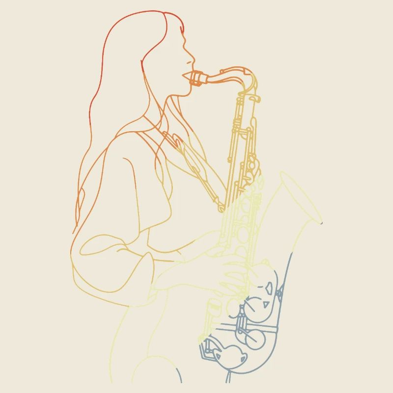 Vintage Saxophonist Sketch