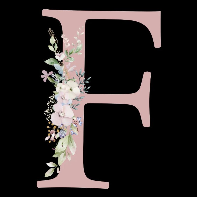 F Monogram, Floral, Personnalisable