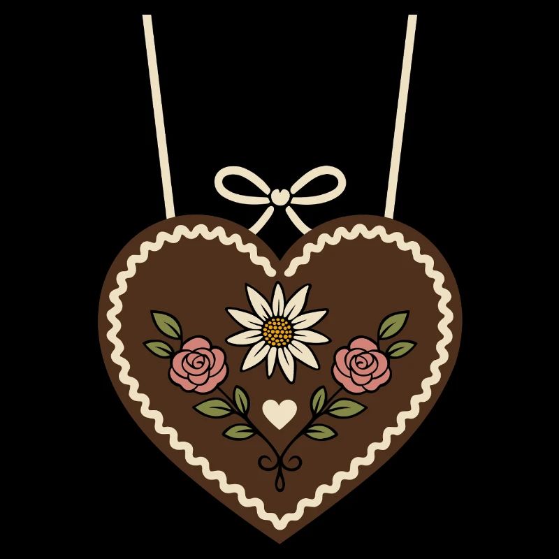 Lebkuchenherz mit Edelweiß & Rosen
