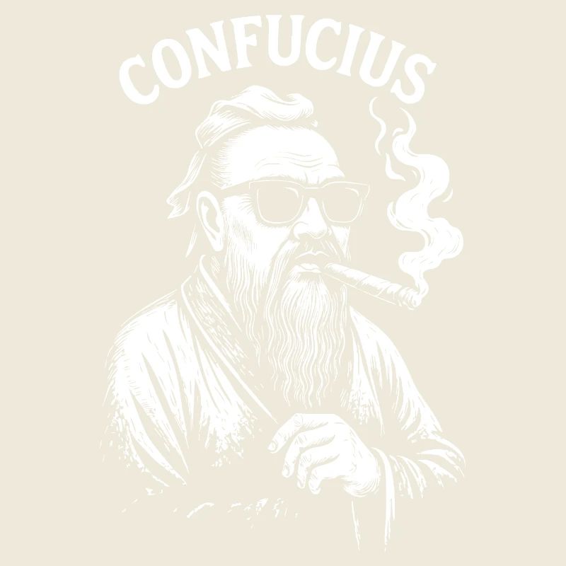 Confucius Relaxed smoking a cigar Illustration 