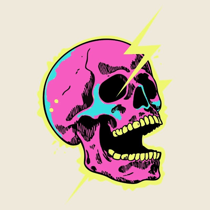 Neon Skull Lightning Burst
