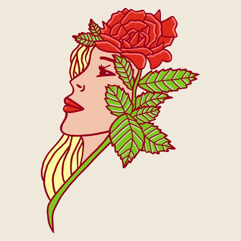 Die junge Frau und die Rose