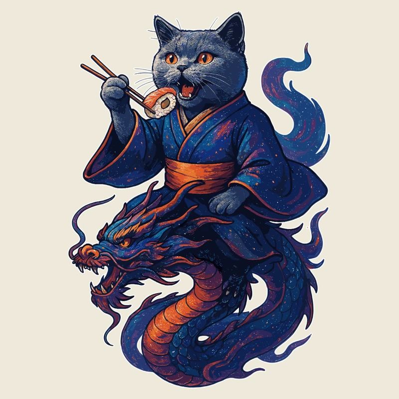 Sushi British Shorthair Cat Blue Dragon Gift
