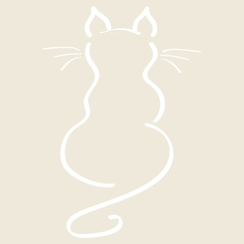 Cat Minimalist Line Back Plain Thick
