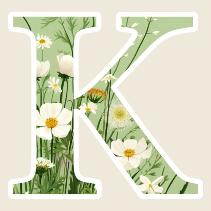 Buchstabe K, Monogramm, Blumenmuster