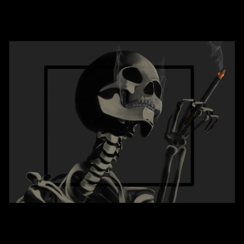 Skeleton smokes cigarettes
