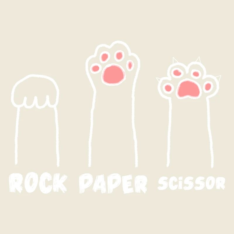 Ciseaux mignons Papier de pierre Pattes de chat drôle