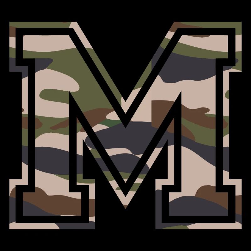 M, Monogram, Camouflage Green-Brown