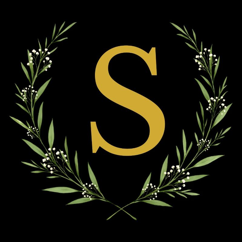 S Monogramm, Eukalyptus Kranz, personalisierbar