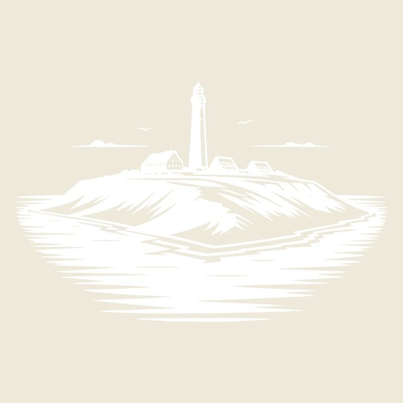 Einsame Insel mit Leuchtturm an der Küste