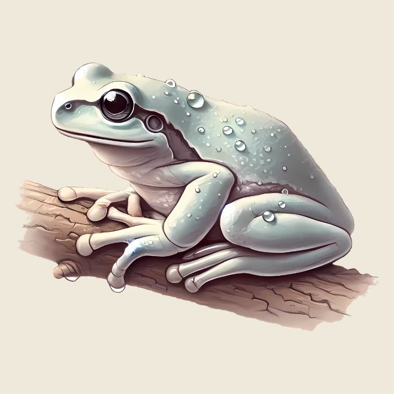 Realistic Tree Frog with Water Droplets