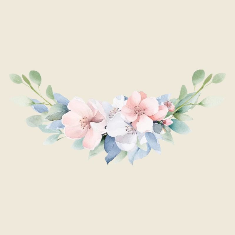 Floral Bouquet, Blue, Pink Personalizable
