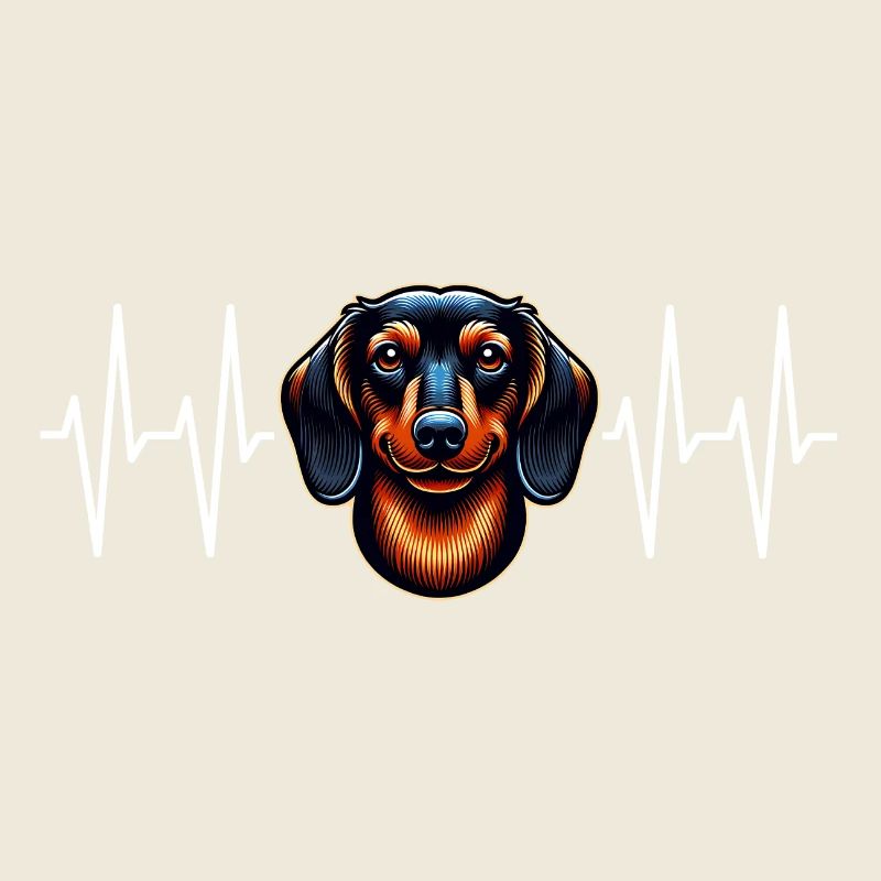 Portrait de teckel avec ligne de cœur pour les amis teckels