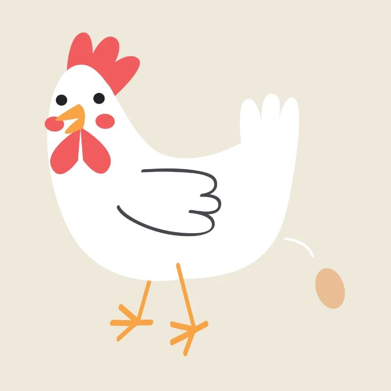 Poulet caca un œuf!