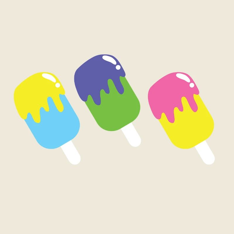 Drei bunte Eiscremes auf Popsticks