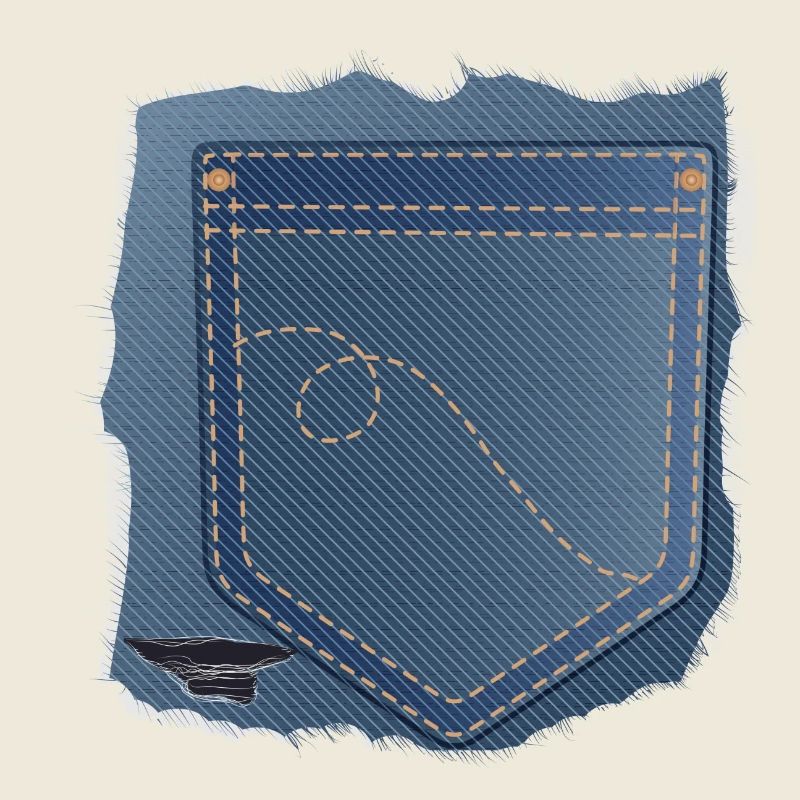 torn jeans fabric with trouser pocket