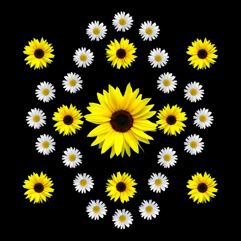 Tournesols et marguerites fleuries