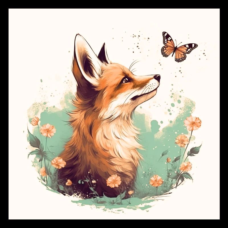 Renard avec papillon