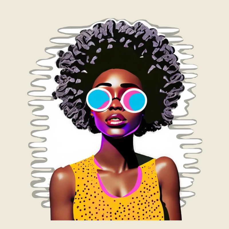 Femme avec afro dans le style pop art