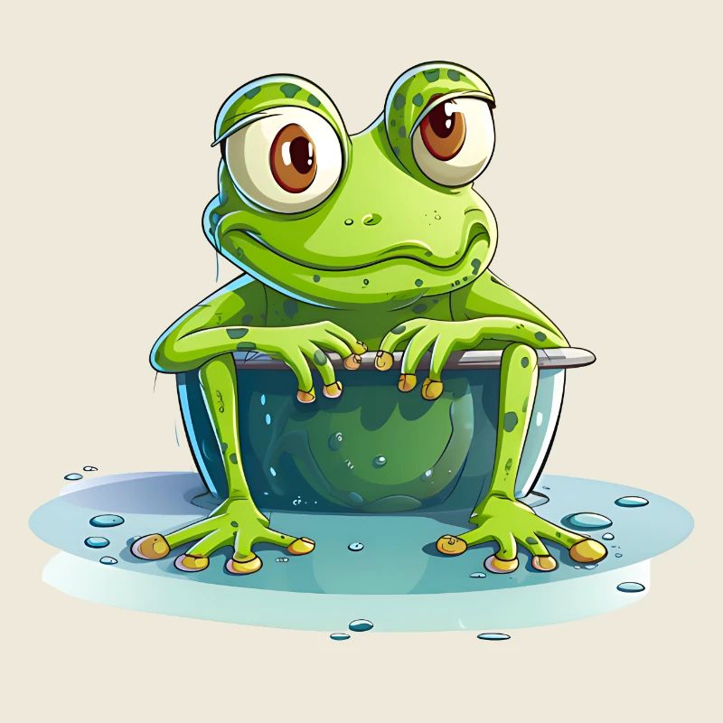 Une grenouille défie la chaleur du singe dans le seau d’eau