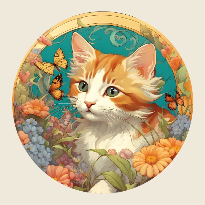 Chaton mignon dans un style naïf