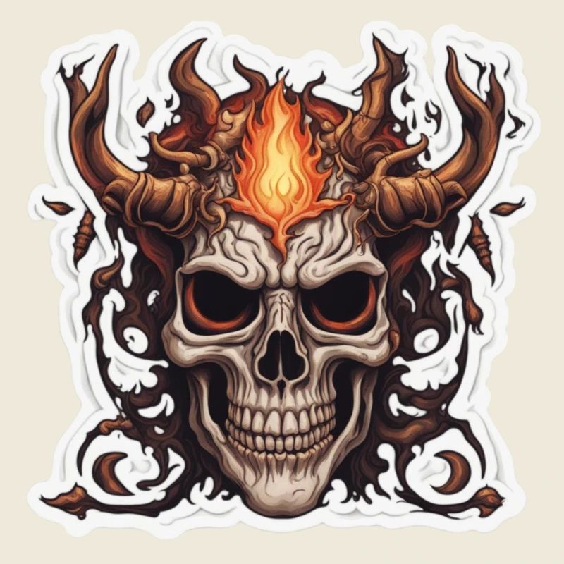 Horned Skull: Blue & Red Fires