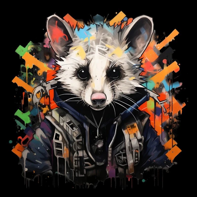 Tier-Graffiti: Opossum Urban Vibe