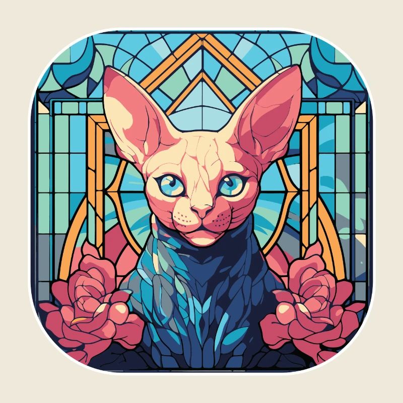 Buntes Aquarellgemälde der Sphynx-Katzenrasse
