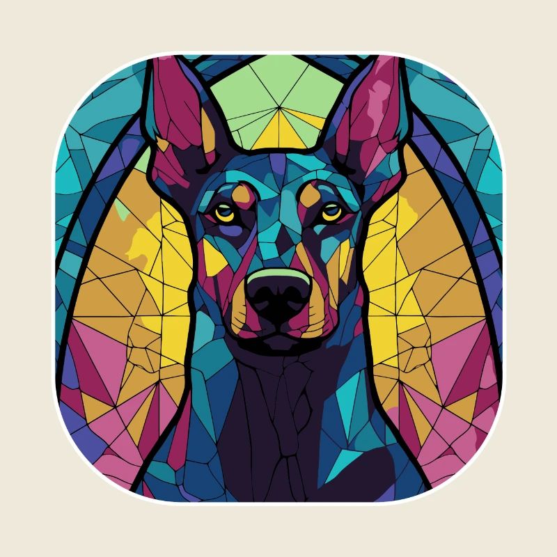 Bunte Dobermann Pincher Hund Rasse Aquarell Gla