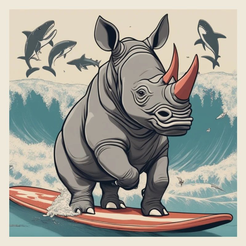 Rhino on a board