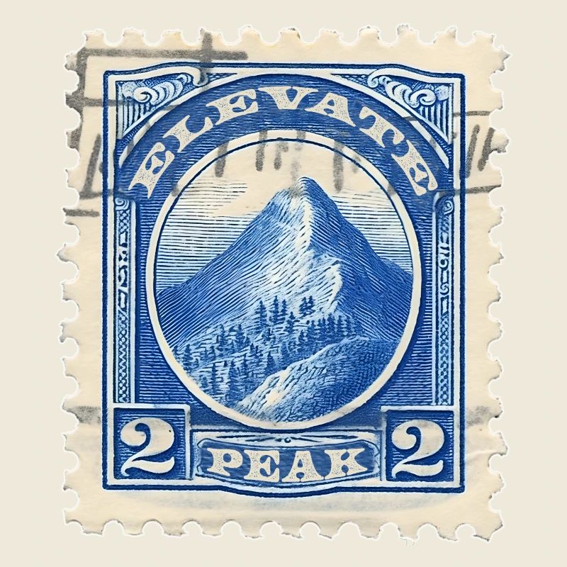 Timbre d'Élévation : Les Sommets en Bleu