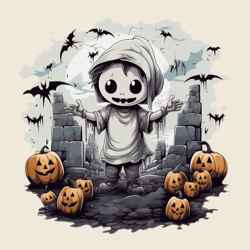 Chemise d’Halloween Chibi Skeleton