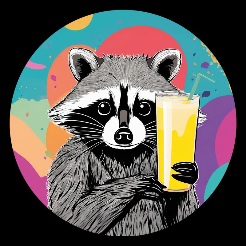 Süßer Waschbär mit Bananenmilch