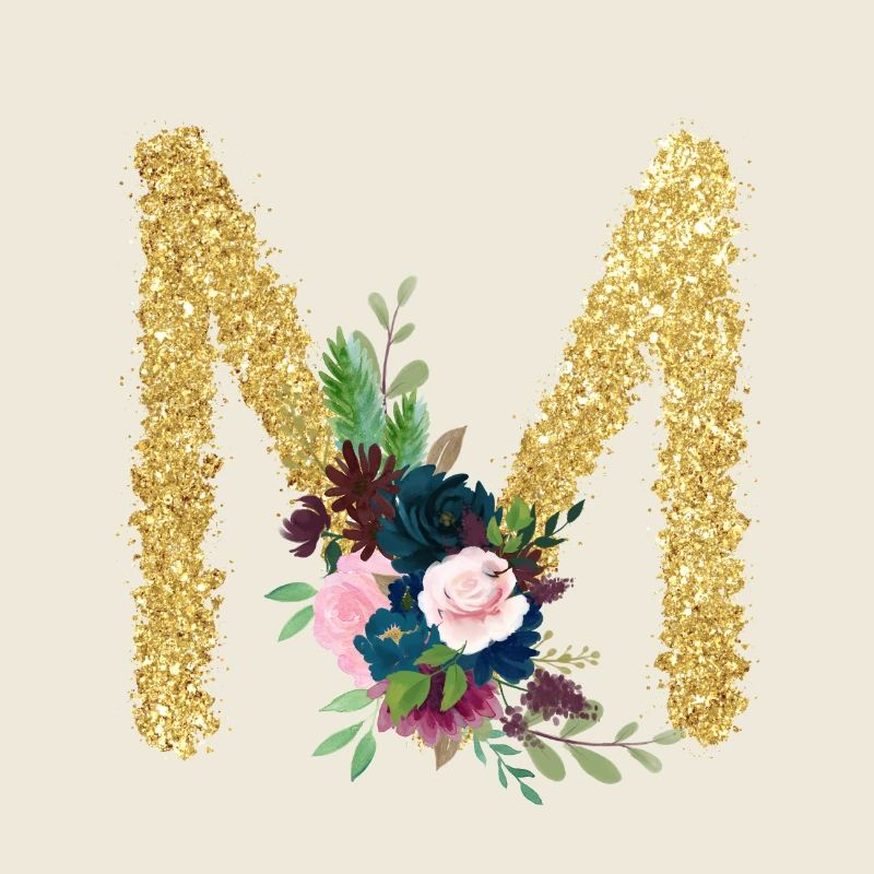Buchstabe m gold floral