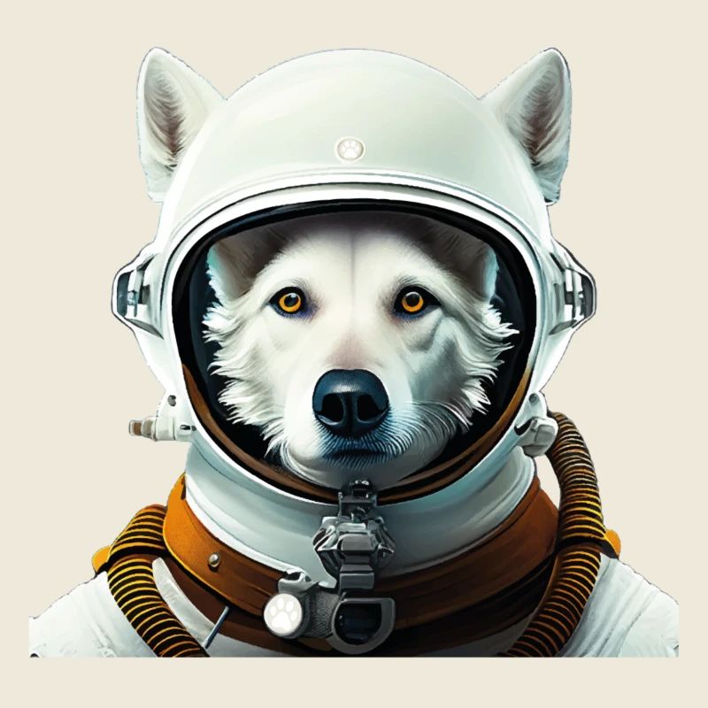 Weißer Schäferhund als Astronaut