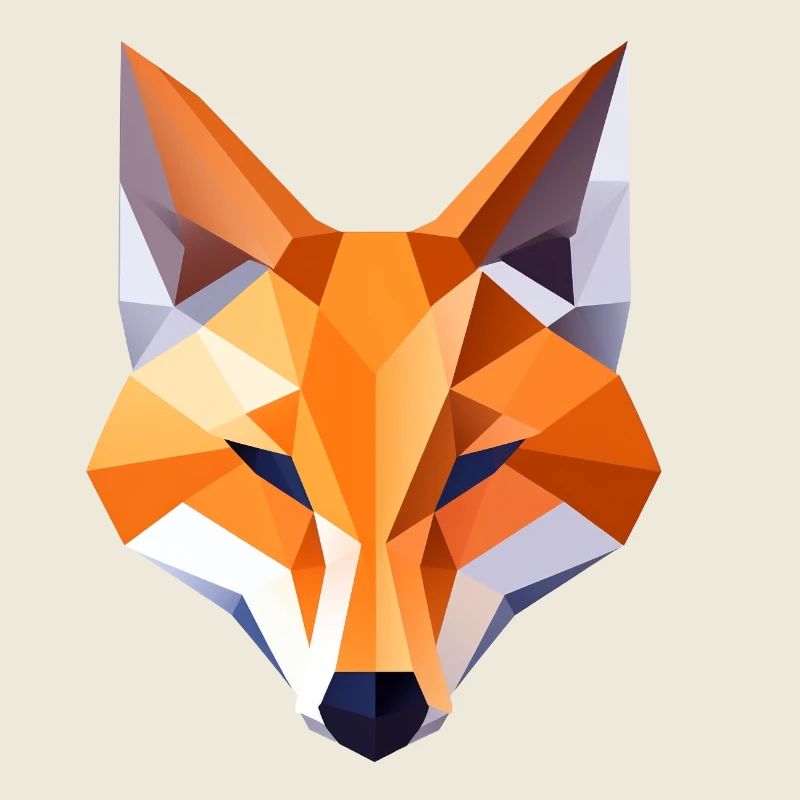 Fox Head Low Poly Logo Design