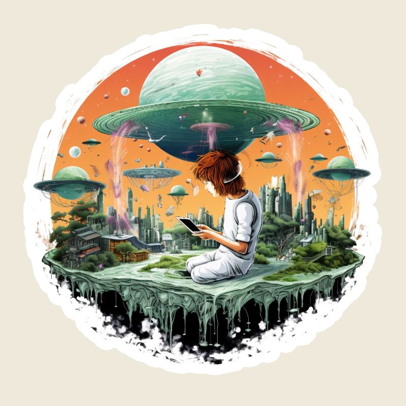 Alien planet with meditating human