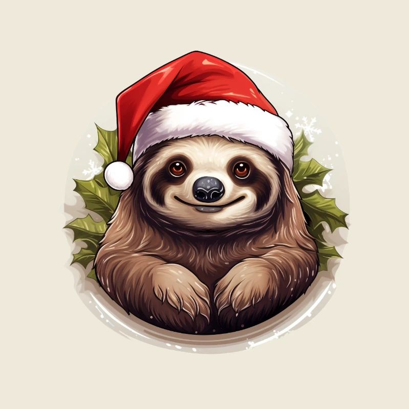 Santa Sloth funny Sloth with Christmas Hat