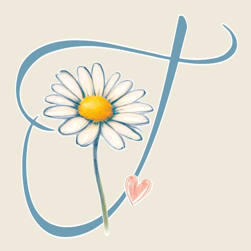 Lettre T Daisy Heart