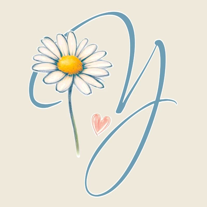Buchstabe Y Gänseblümchen Herz