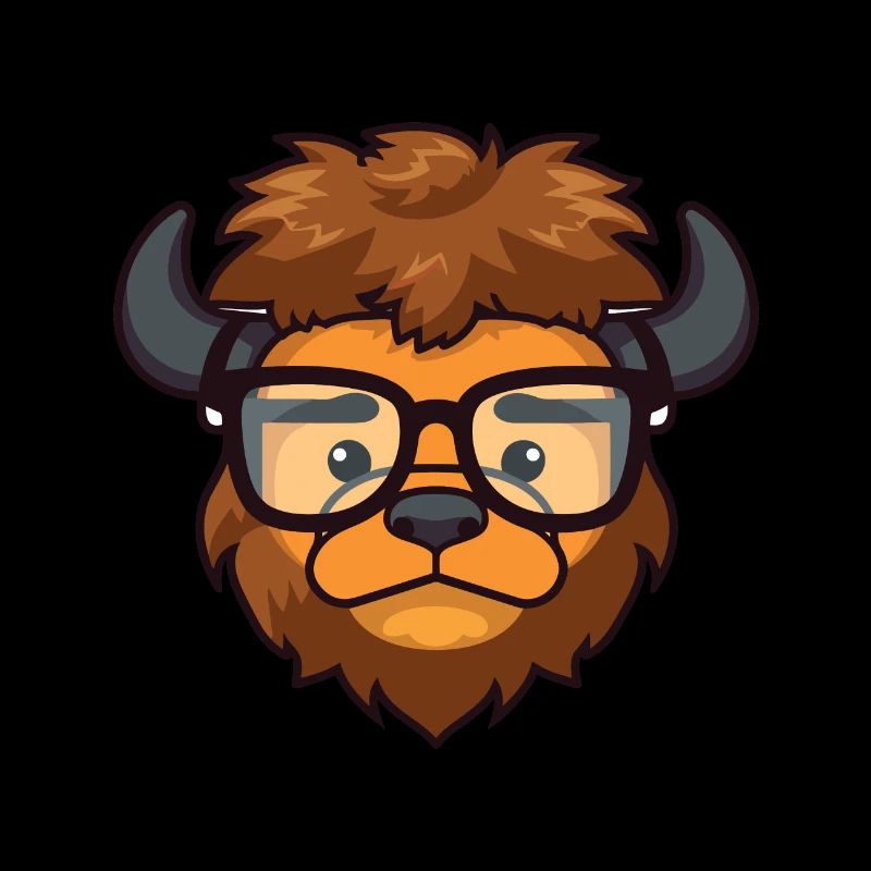 Bison mit Brille Cartoon Kawaii Illustration