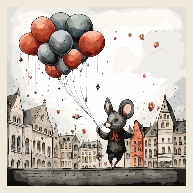 Mouse with balloons